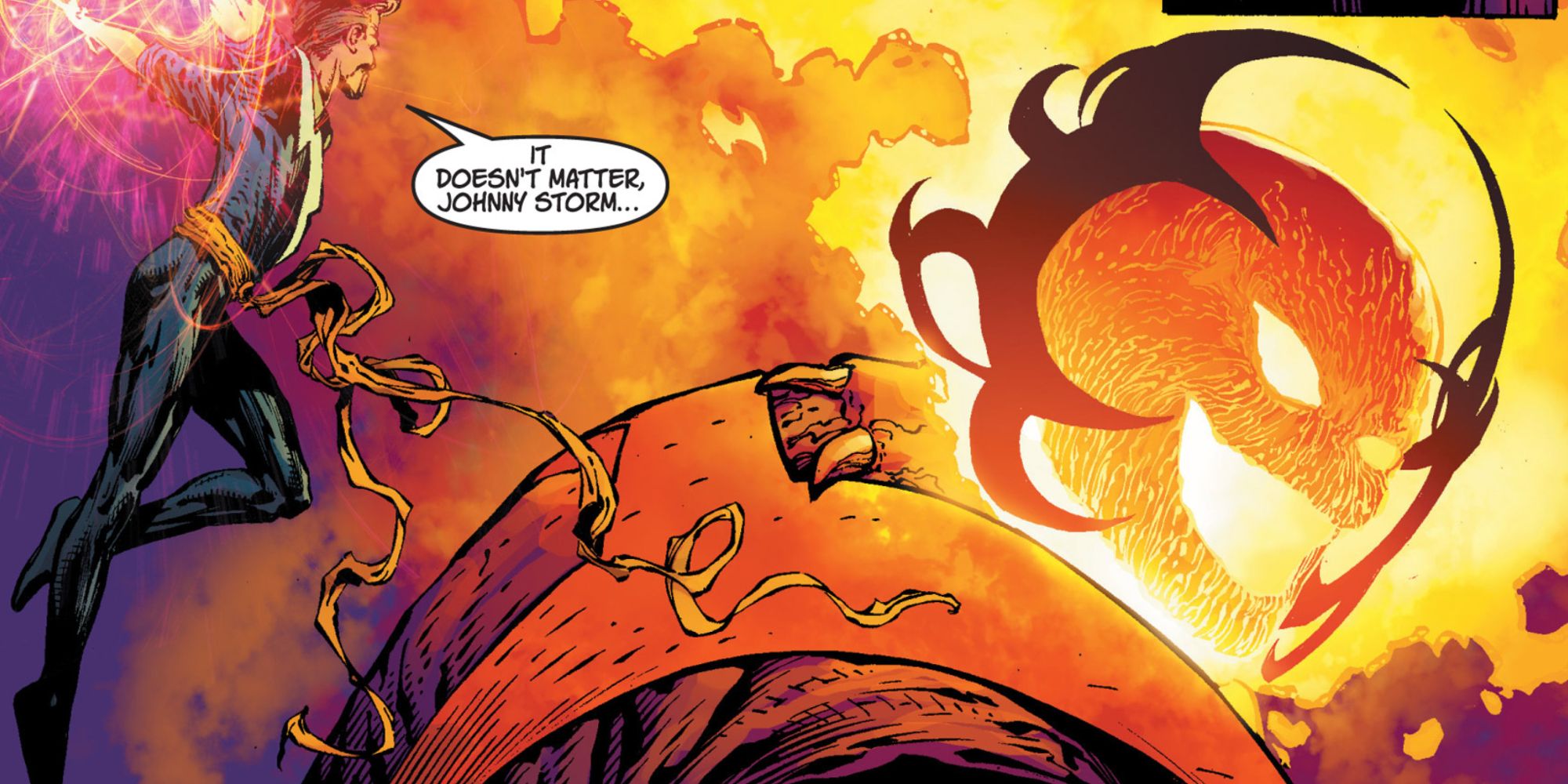 Ultimate Doctor Strange confronts Dormammu in Ultimatum #4.